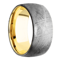 10mm wide Domed Meteorite Ring / 18k Yellow Gold Sleeve