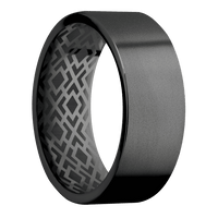 8mm wide Flat Black Titanium Ring with Bead Blast Finish / None Interior Pattern