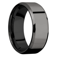 8mm wide Beveled Darkened Tantalum Ring with Polish Finish / Black Titanium Sleeve