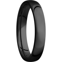 4mm wide Domed Black Zirconium Ring with Polish Finish