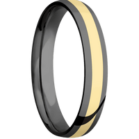 4mm wide Domed Black Titanium Ring with Polish Finish / One 2mm Centered 14k Yellow Gold Inlay with Polish Finish