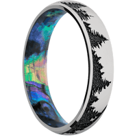 5mm wide Domed Titanium Ring with Polish Finish / Trees Design / Abalone Sleeve