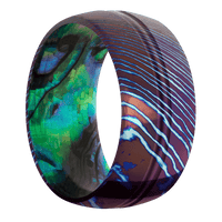 10mm wide Domed Center Round Kuro-Ti Ring with Satin Etched Kuro-Ti Finish / Abalone Sleeve