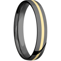 4mm wide Domed Black Titanium Ring with Polish Finish / One 1mm Centered 14k Yellow Gold Inlay with Polish Finish