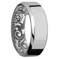 8mm wide High Bevel Titanium Ring with Polish Finish / None Interior Pattern