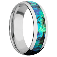 7mm wide Domed Inconel Ring with Polish Finish / One 4mm Centered Abalone Inlay