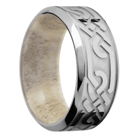 9mm wide High Bevel Titanium Ring with Polish Finish / Celtic Loop U Design / Antler Sleeve