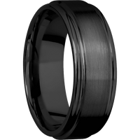 8mm wide Flat Rounded Edges Black Titanium Ring with Satin Finish