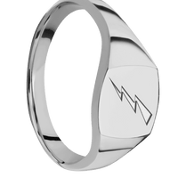 Cushion Titanium Signet Ring / Polish Ring Finish and Polish Signet Finish / Air Force Secondary Logo Dark Design with Academy White Cerakote / Size 5.75