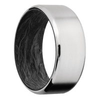 9mm wide Beveled Inconel Ring with Bead Blast Finish / Forged Carbon Fiber Sleeve