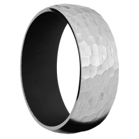 8mm wide Domed Titanium Ring with Hammer Finish / Black Cerakote Sleeve