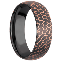 7mm wide Domed Darkened Superconductor Ring with Satin Superconductor Finish / Black Titanium Sleeve