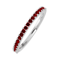 Alexandra Style 10k White Gold Ring / Half Eternity .6 TCW of Dark Rubys / Size 7.75