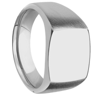 Medium Cushion signet ring (14x14mm) in Titanium, with a Wide style band.