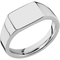 Small Horizontal Rectangle signet ring (12x9mm) in Titanium, with a Wide style band.