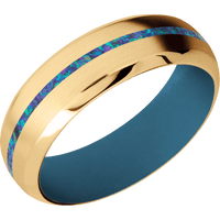 10K Yellow Gold + Satin , Polish Finish + Royal Blue