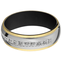 14K White Gold + Satin , Polish Finish + Black
