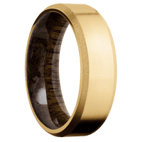 10K Yellow Gold + Bead , Sand Finish + Walnut