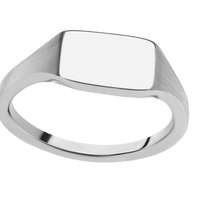 Small Horizontal Rectangle signet ring (12x9mm) in Palladium Silver, with a Thin style band.