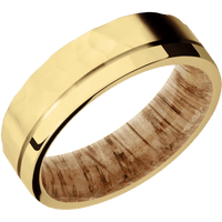 14K Yellow Gold + Rockpolish , Polish Finish + Natural Oak