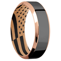 14K Rose Gold + Polish , Polish Finish + Black