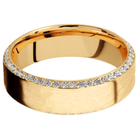 10K Yellow Gold + Hammer , Polish Finish