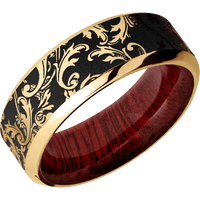 10K Yellow Gold + Stone , Polish Finish + Blood Wood