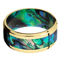18K Yellow Gold + Polish , Polish Finish + Abalone