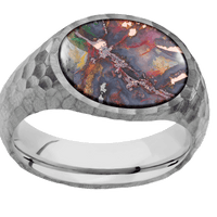 Medium Horizontal Oval signet ring (16x13mm) in Titanium, with a Wide style band, a Chrysocopper inlay.