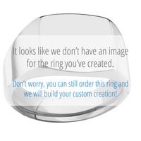 Medium Cushion signet ring (14x14mm) in Titanium, with a Wide style band, a Black Dino Bone inlay.