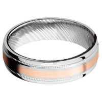 14K White Gold + Satin , Polish Finish + Damascus