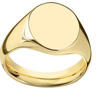 Medium Oval signet ring (16x13mm) in 18K Yellow Gold, with a Wide style band.