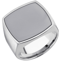 Extra Large Cushion signet ring (22x22mm) in Palladium Silver, with a Wide style band, a Tantalum inlay.