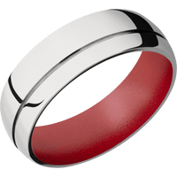 14K White Gold + Polish , Polish Finish + Habanero Red