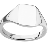Small Rectangle signet ring (12x9mm) in 14K White Gold, with a Thin style band.
