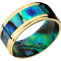 18K Yellow Gold + Polish , Polish Finish + Abalone