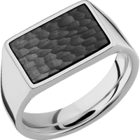 Medium Horizontal Rectangle signet ring (16x11.5mm) in Titanium, with a Wide style band, a Zirconium inlay.