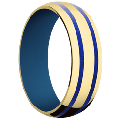14K Yellow Gold + Polish Finish + Ridgeway Blue