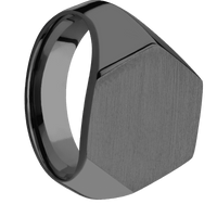 Large Hexagon signet ring (18.5x16mm) in Zirconium, with a Wide style band.
