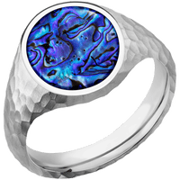Medium Oval signet ring (16x13mm) in Platinum, with a Thin style band, a Blue Purple Abalone inlay.