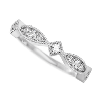 18K White Gold band with 3 Round, 2 Round and 4 Round Lab Grown Diamond having TCW-.27