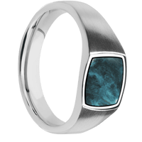 Small Cushion signet ring (10x10mm) in Cobalt Chrome, with a Wide style band, a Washington Blue Jade inlay.
