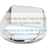 Medium Horizontal Rectangle signet ring (16x11.5mm) in Titanium, with a Wide style band, a Blood Wood inlay.