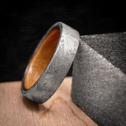 Gibeon Meteorite and Wood Sleeve Men's Ring Custom Made