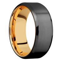Zirconium + Bead , Polish Finish + 14K Yellow Gold
