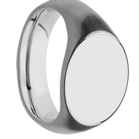 Medium Horizontal Oval signet ring (16x13mm) in Titanium, with a Wide style band.