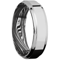 14K White Gold + Polish , Polish Finish + Marble