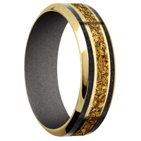 14K Yellow Gold + Hammer , Polish Finish + Gun Metal Grey