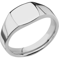 Small Cushion signet ring (10x10mm) in Titanium, with a Wide style band.