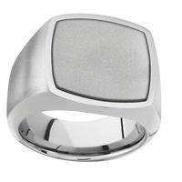 Large Cushion signet ring (18x18mm) in Palladium Silver, with a Wide style band, a Palladium Silver inlay.